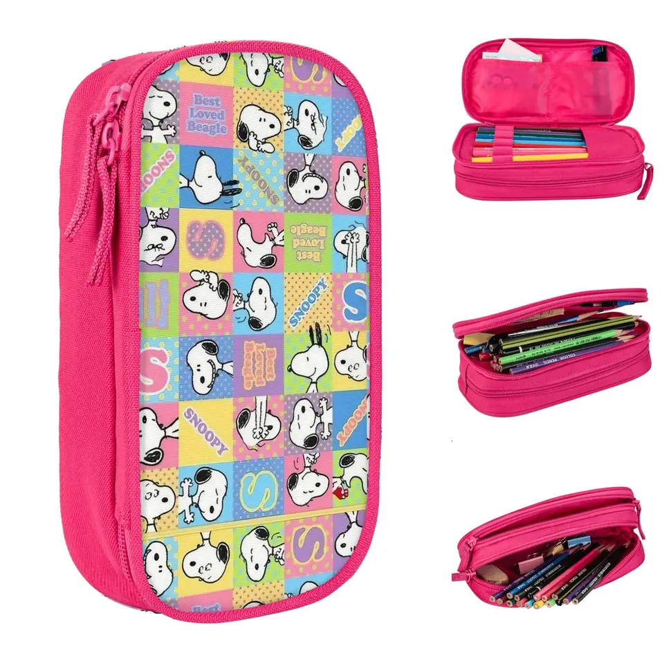 Snoopy Cartoon Dog Petre Pase Pen Držiteľ tašky pre študenta veľkú kapacitu Školské potreby zips ceruzka ceruzka