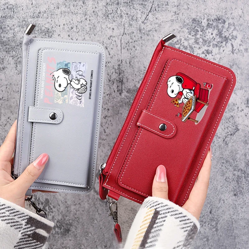Snoopy Dámska peňaženka dievča roztomilý karikatúra Anime kabelka Trend móda Vysokokapacitná kawaii multifunkčná karta taška na kartu Peniaze Darček