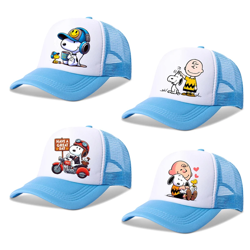 Snoopy Kids Baseball Cap anime karikatúra tlačená slnečný klobúk kawaii nastaviteľná vrcholica čiapky chlapci dievčatá letné neformálne klobúky darčeky pre deti