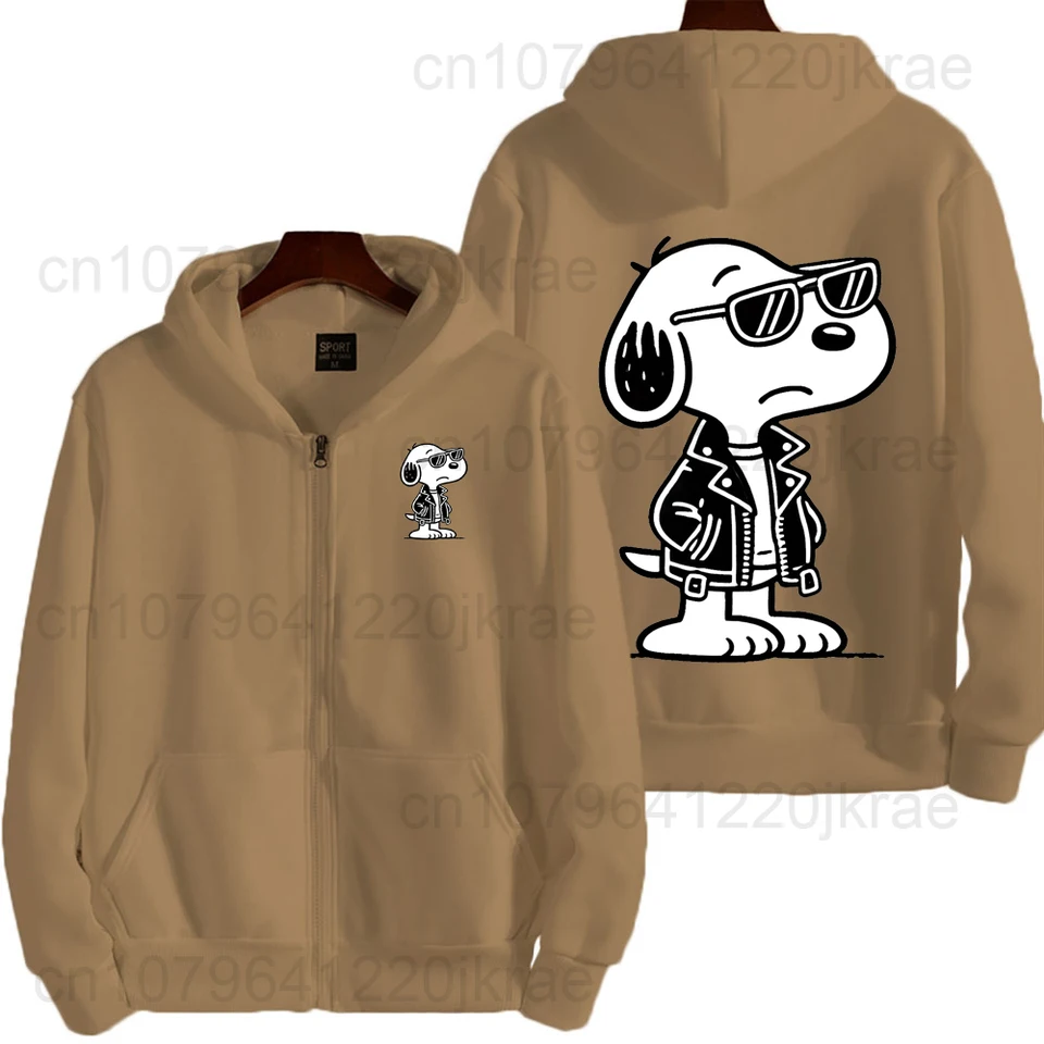 Snoopy muži zipsová mikina jar jesenná módna módna mikina 2025 Nová karikatúra anime pár nadmerne sa plášť