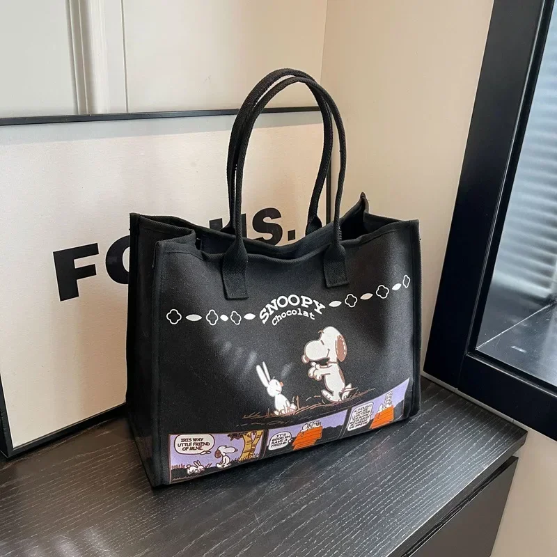 Snoopy rameno taška plátno mamička plienka taška módna karikatúra veľká kapacita kabelky s kabelkou tote taška