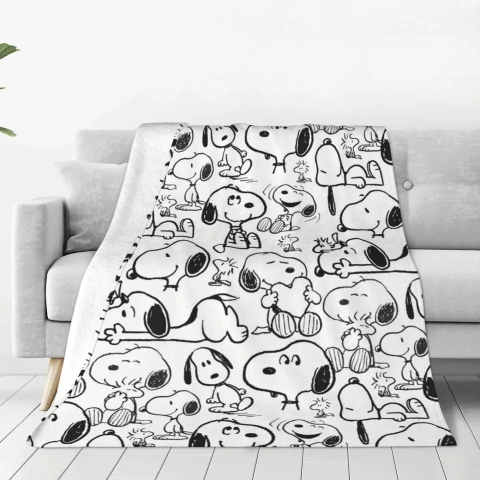 Snoopy roztomilý karikatúra prikrývka Kvalita Warm Mäkká podstielka hodí jarné študenti gauč stoličky grafická posteľná posteľná bielizeň