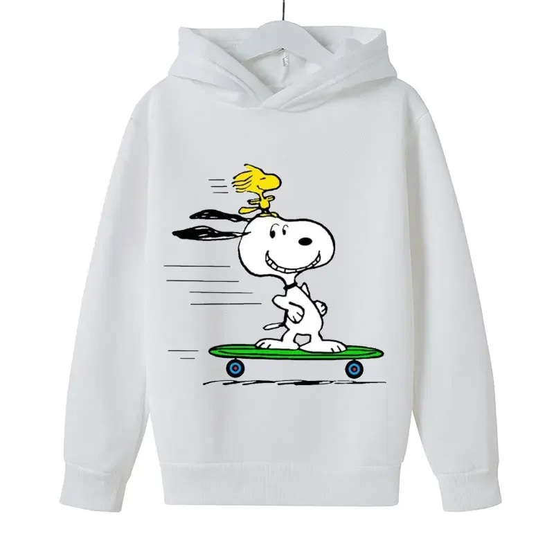 Snoopy White Cartoon Anime Deti Pullover Tops 2024 Nový módny chlapec dievča Detské mikiny jarné jesenné mikina detskej makiny