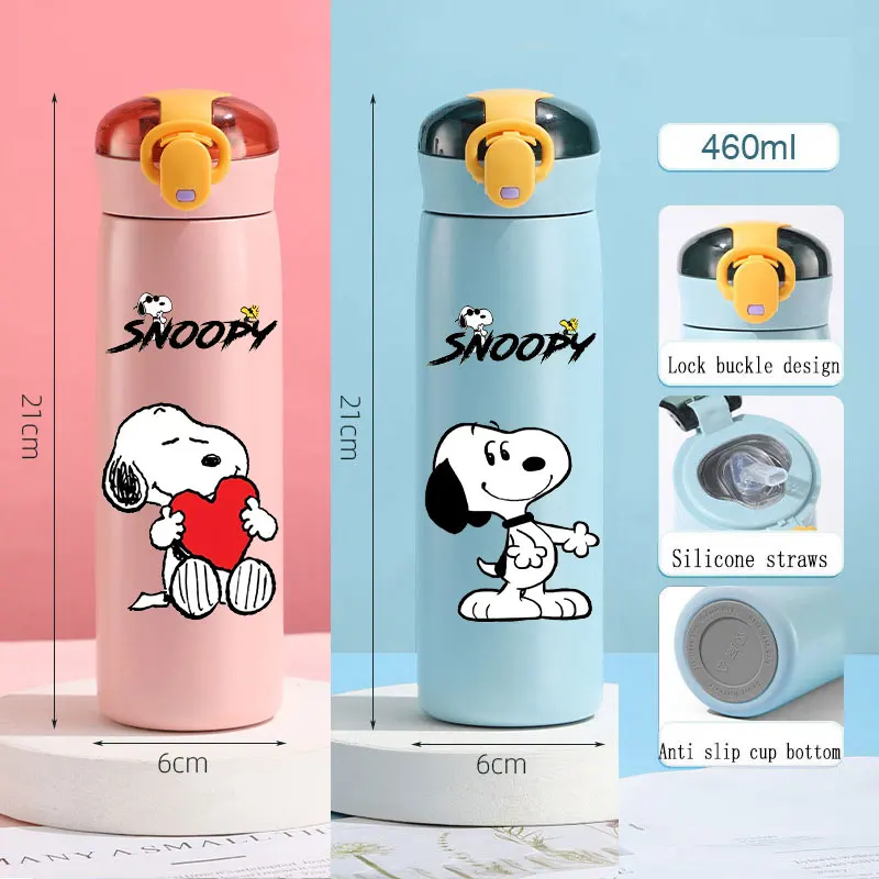 Snoopy's 460 ml tepelného pohára odrážajúci detský pohár Slaw Cupe Cute Prenosný športový vodný pohár
