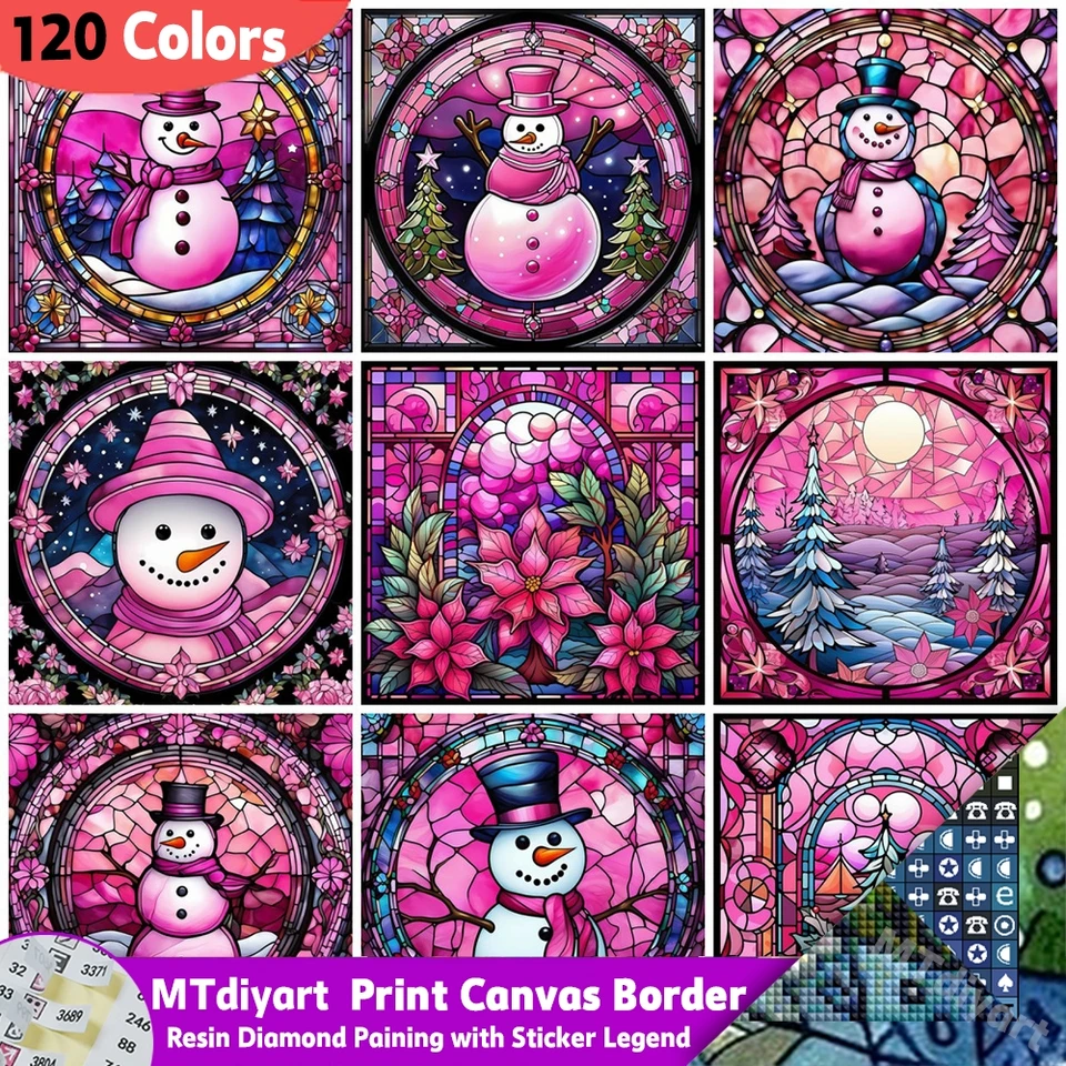 Snowman Diamond Painting Print Canvas Border s nálepkou legenda kvetinová krajina Kit Mozaik farebný sklenený domáci umelecký dom dekor