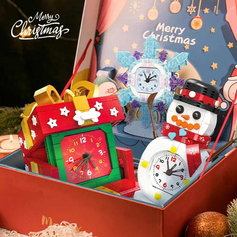 Snowman Snowflake Gift Box Clock Building Blofting Festival Festival Dekorácie hračky pre deti pre deti vianočné sviatočné darčeky
