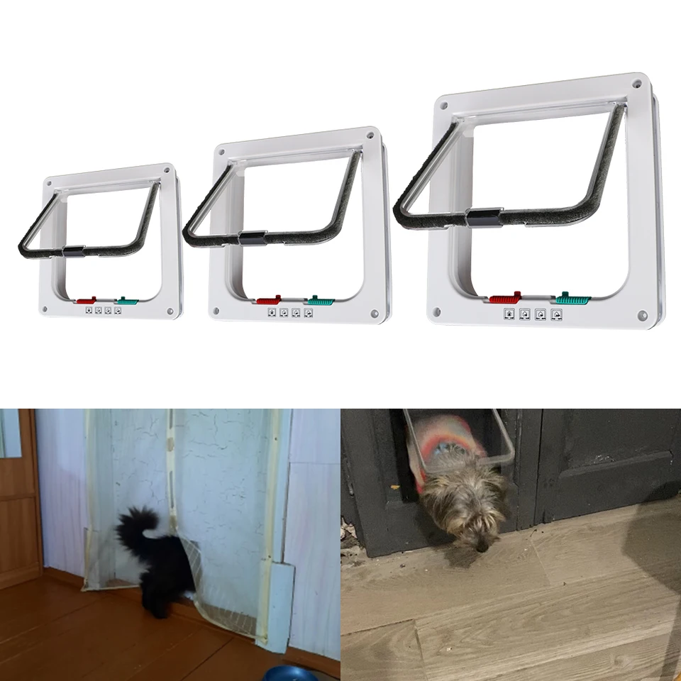 So štvorcestným zámkom bezpečnostných klapiek Dvere Pes Dog Cat Flap Dvere for Dog Cat mačiatko mačka mačiatka Šteniatka bezpečnostná brána Malé domáce zvieratá Abs plast