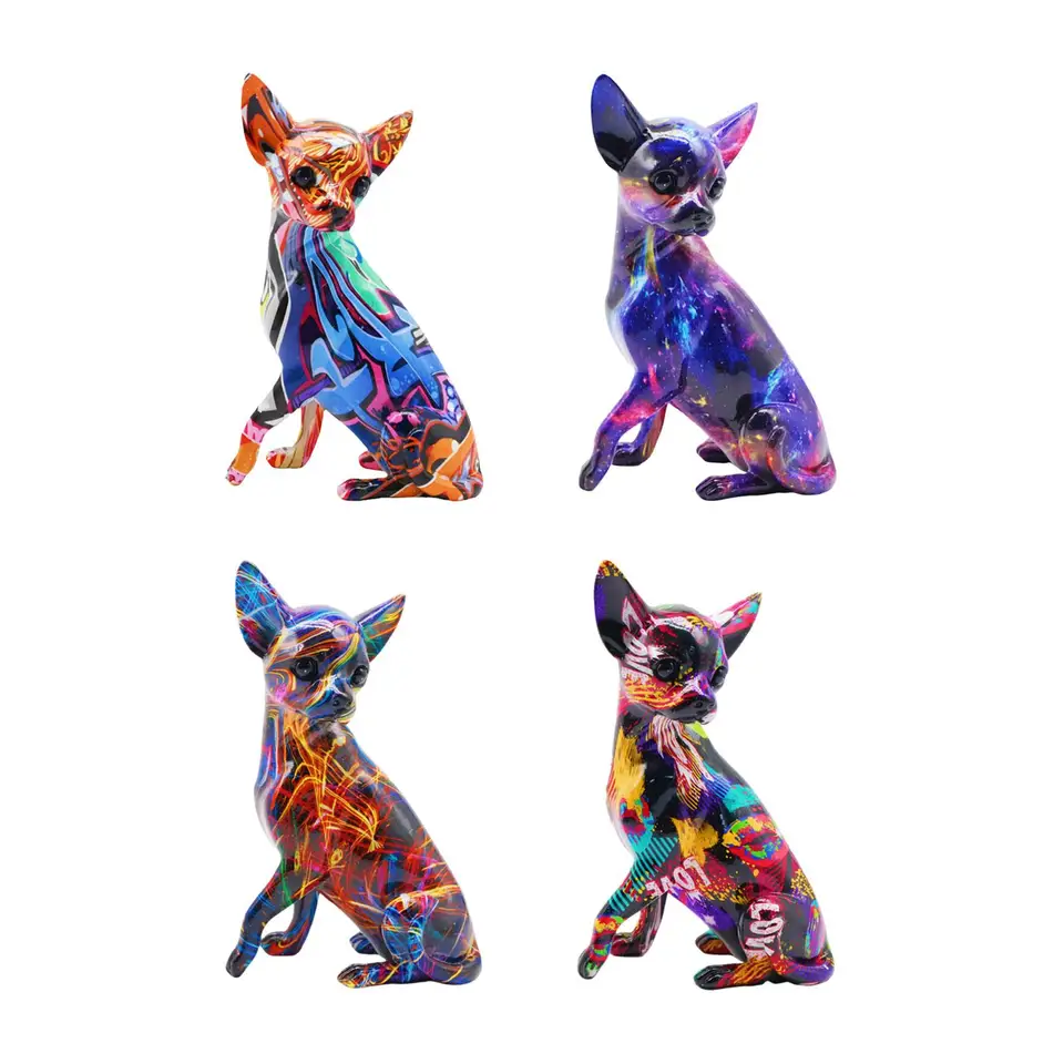 Socha psa graffiti chihuahua socha živice remeslá kreatívne zvieratá figurína figurína umenie
