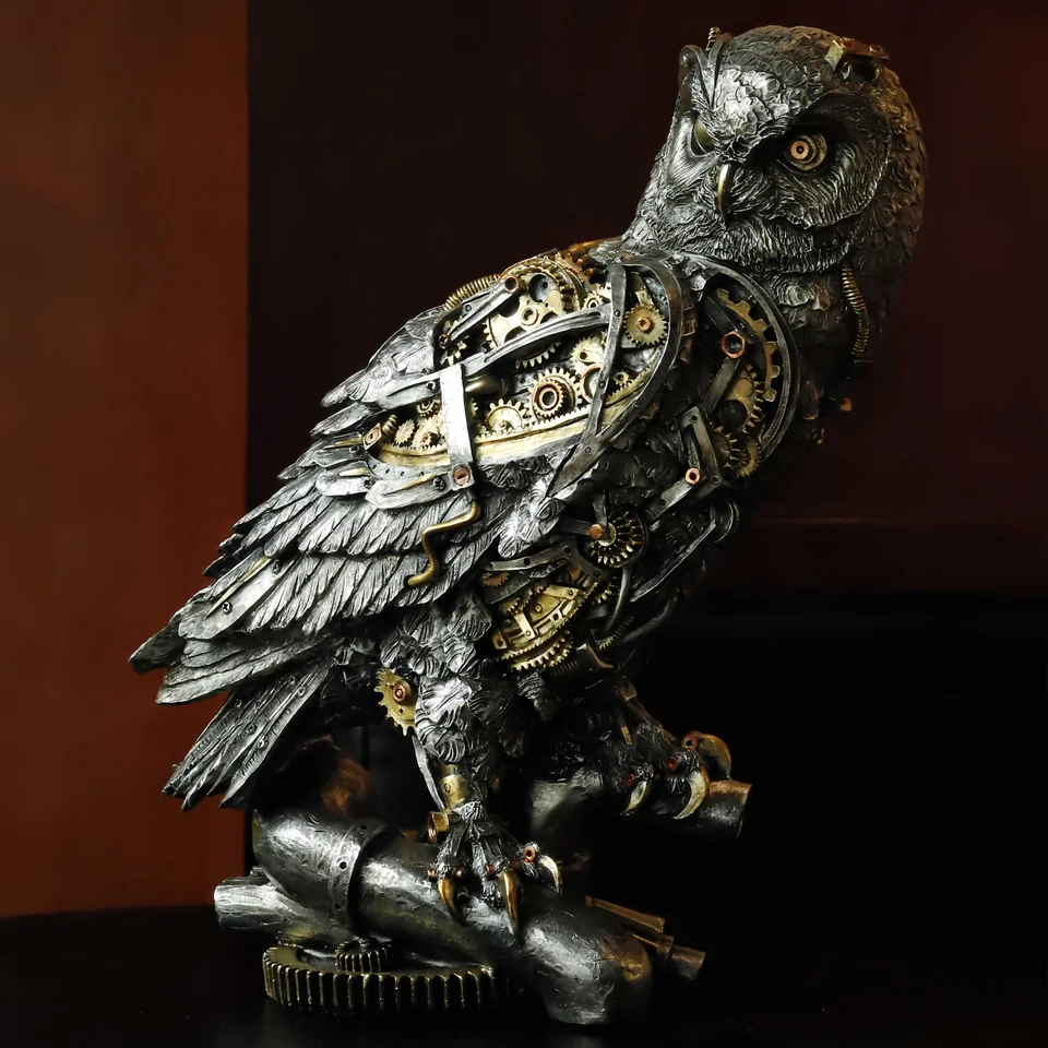 Socha sovy steampunk