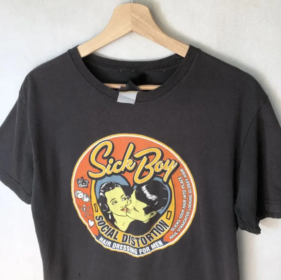 Sociálne skreslenie Sick Boy Album s krátkym rukávom Unisex Tričko Cotton AL046