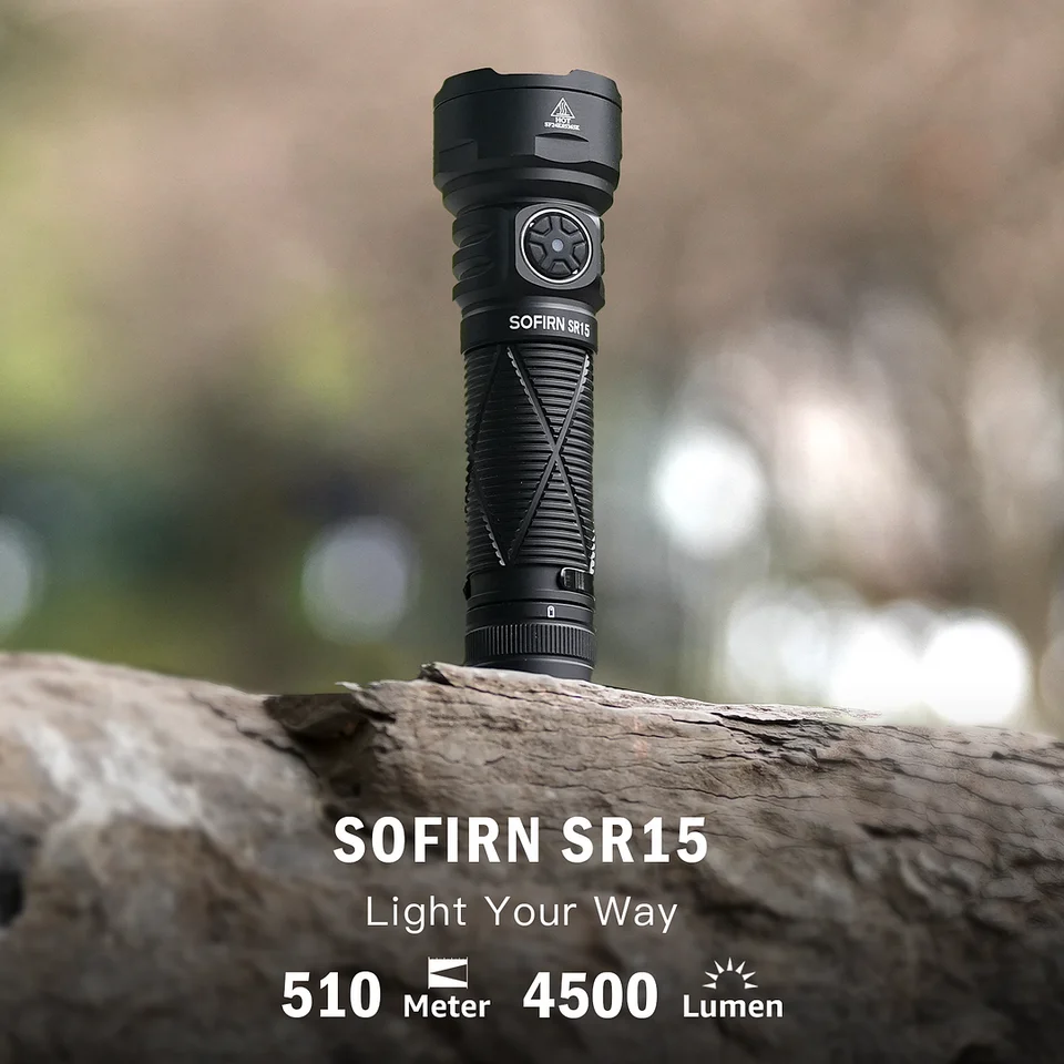 Sofirn SR15 Nabíjateľná baterka 4500lm Super jasná dlhá lúčová vzdialenosť EDC Torch na kempingový rybolov prieskumy