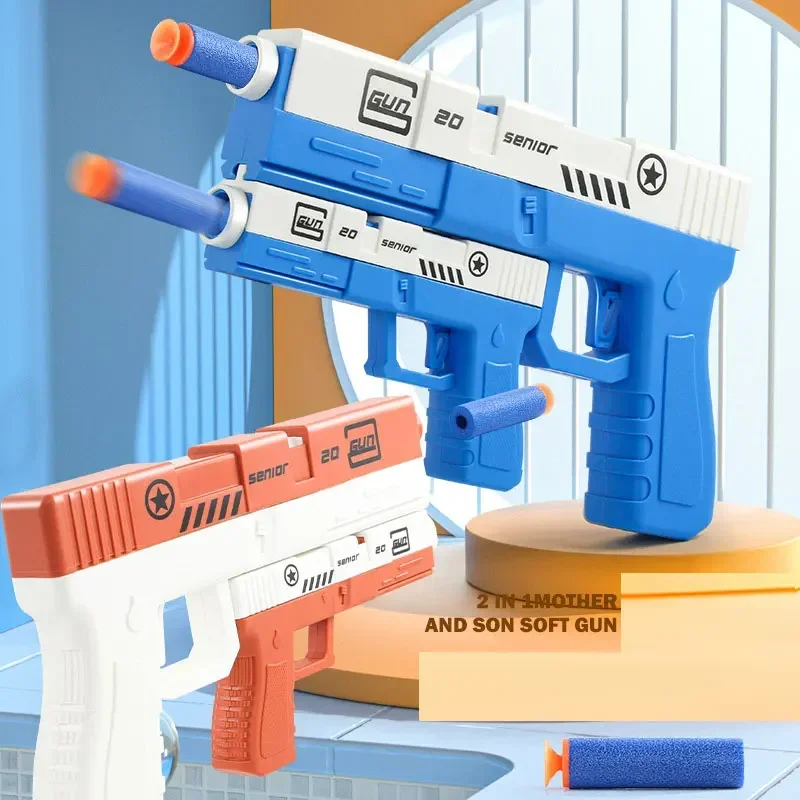 Soft Bullet Toy Gun Blaster Manual Air Gun Toy Pistol Railber pre deti deti vonkajšie hry chlapci narodeniny darčeky