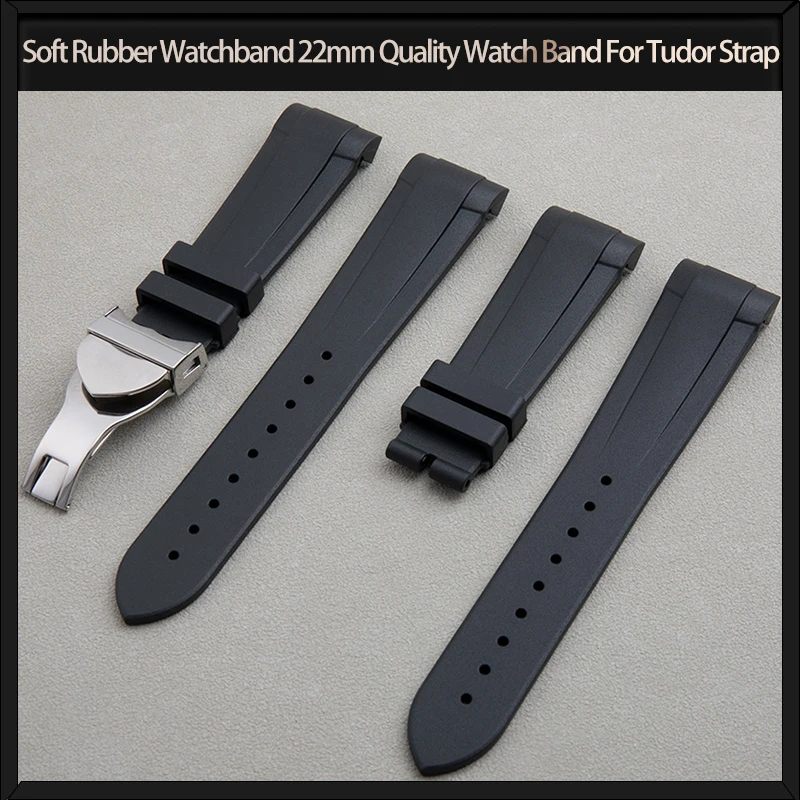 Soft Gumber WatchBand 22 mm kvalitné hodinky Band pre Tudor remienok GMT Black Bay 1958 Pelagos čierny nepremokavý náramok