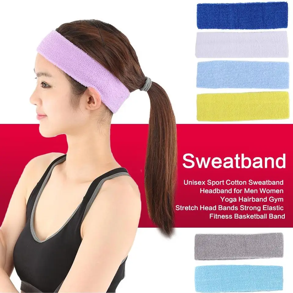 Soft Men Dámske príslušenstvo Silná elastická fitness basketbalová kapela Cotton Yoga Hairband Stretch Bands Sweat Sweatband čelenka
