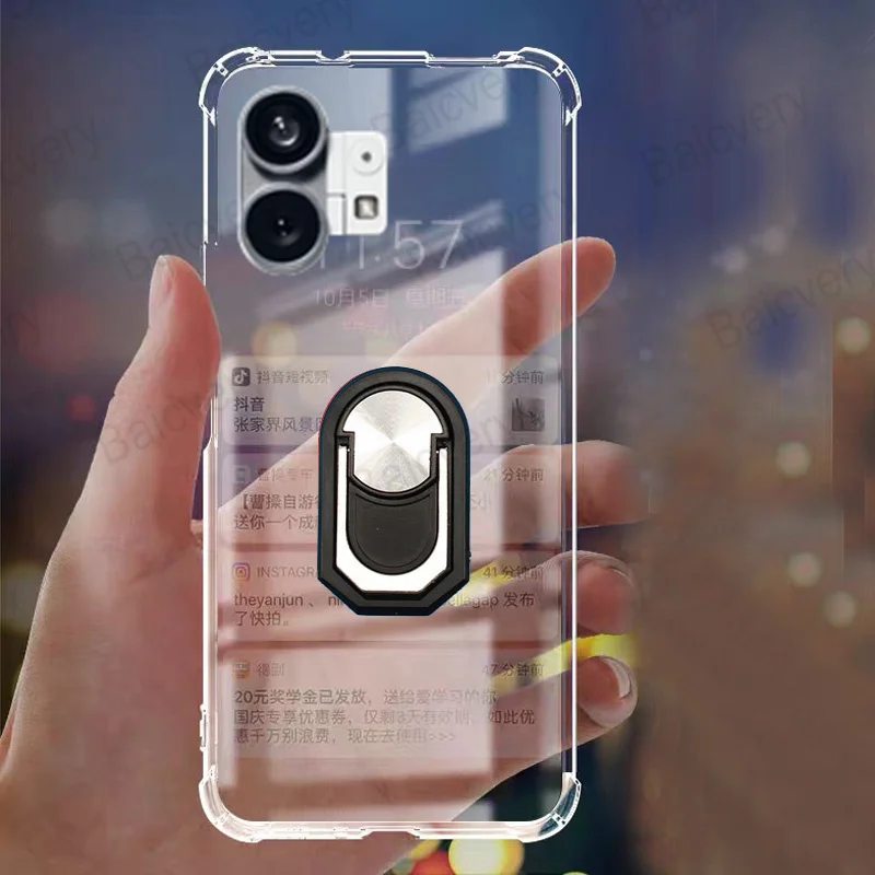 Soft shell pre telefón pre nič za telefón 1 cmf 5g čistý s farebným magnetickým krúžkovým držiakom ochranný kryt TPU