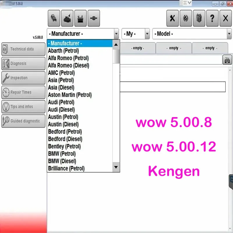 Softvér NewDiagnostics WoW 5.00.8/ WOW 5.00.12 Keygen pre autá a nákladné autá Multijage poľský francúzsky nemecký španielsky