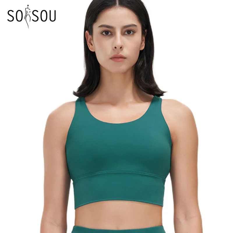 Soisou Lycra Top Women Yoga Sports podprsenka Gym Pad Fitness Crop Top podprsenky pre ženy spodná bielizeň hlboko v krásna zadná hrudná podložka Odnímateľný