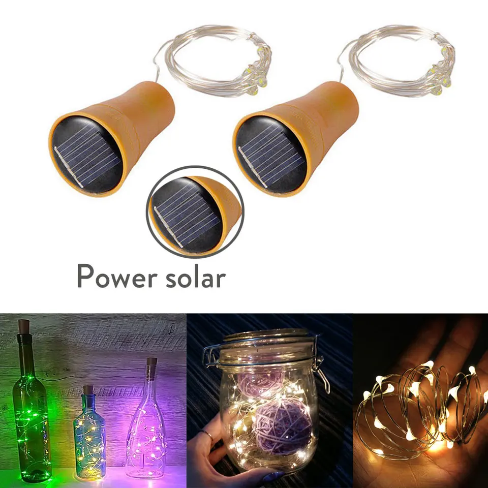 Solar 10led 15led 20led víno svetlá svetiel korokový tvar rozprávkové svetlá vianočné ľahké ľahké drôty Domáca izba dekorácie lampa