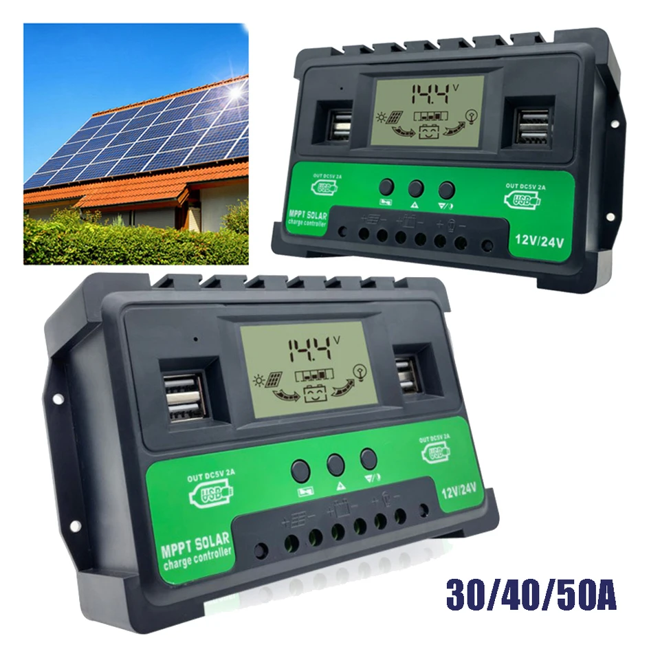 Solar Controller MPPT 50A 40A 30A 4 USB LCD displej 12V 24V Solárne bunky nabíjačku