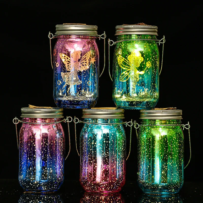 Solar Mason Jar Light Solar Lantern Fairy Lights nepremokavá IP65 Závesná stojatá solárna lampa záhrada Ozdob pre terasy trávnik