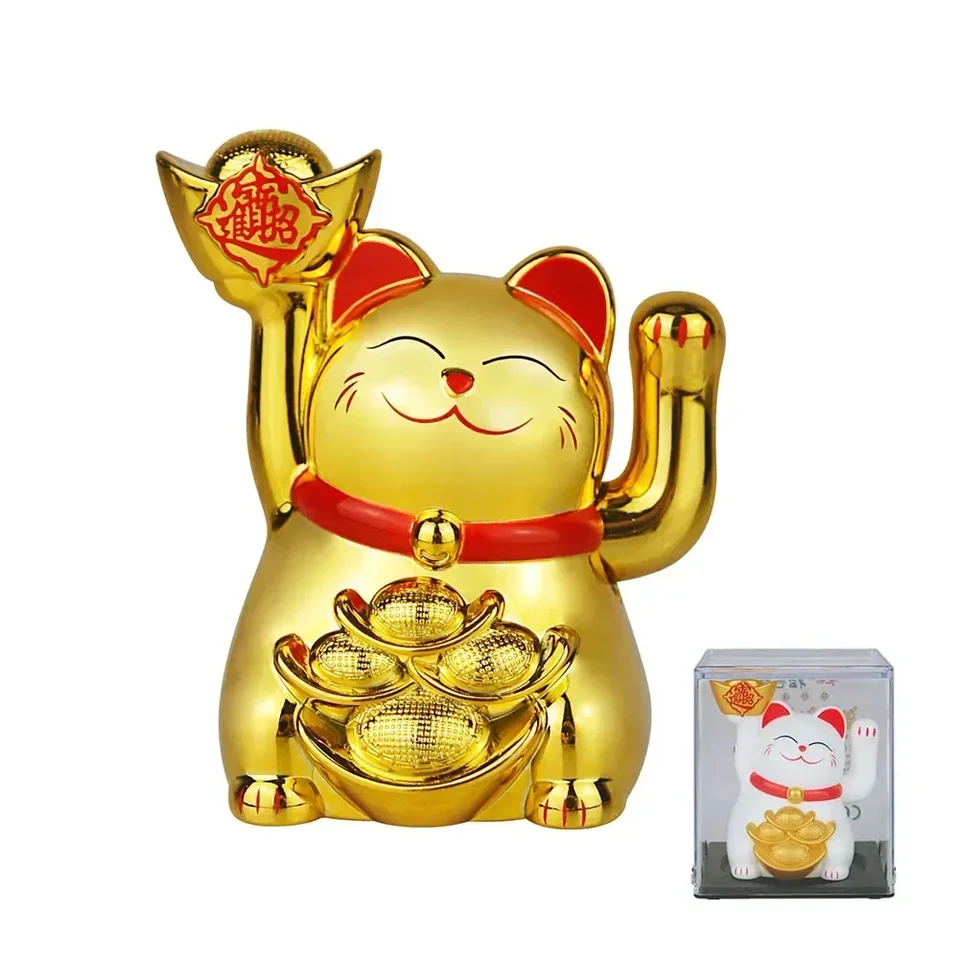 Solar -Powed Maneki Neko Lucky Cat privítať čínsku šťastnú mačku mávať ruku, ktoré búda šťastie mačky pre domáci dekor