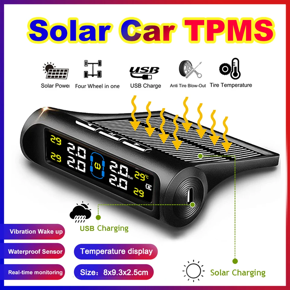 Solar Power TPMS tlakový tlak na pneumatiky Systém Authoseat Alarm Systémy Autosuma