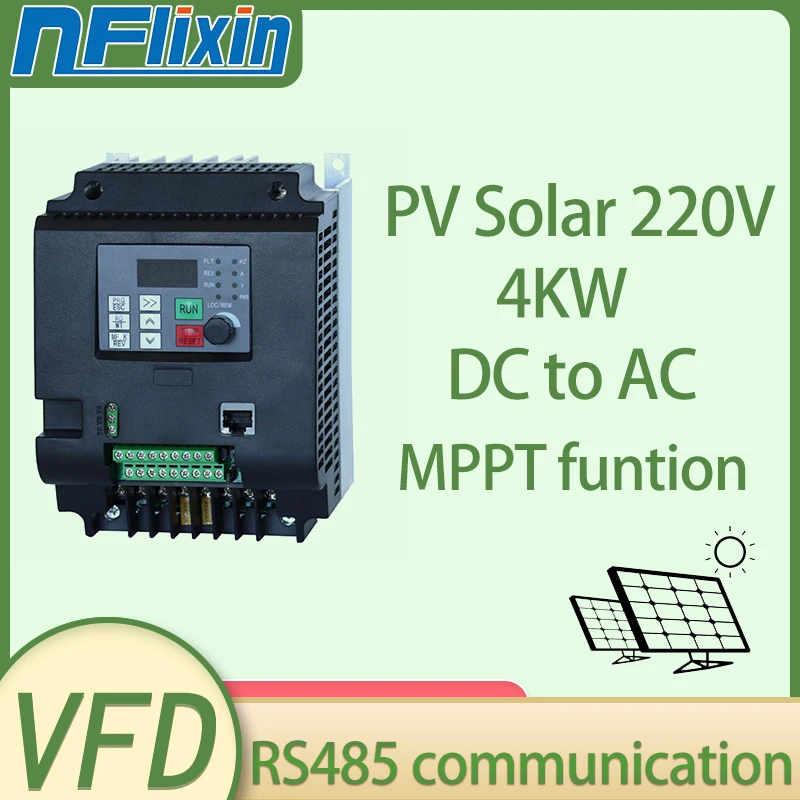 Solar VFD Inverter Jednfázový vstupný vstup DC220V-400V 1PH výstup 220V 1,5 kW-7,5 kW 1/3-fázový regulátor čerpadla