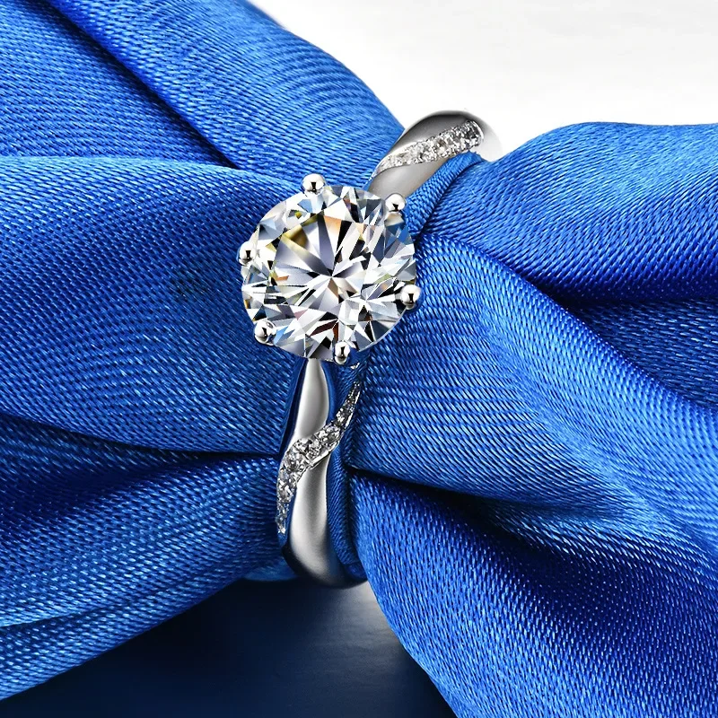 Solid 14k biele zlato AU585 Platina PT950 Štýlový šesťbodový diamant 1 karátový diamantový krúžok Diamond Návrh Solitaire Ring