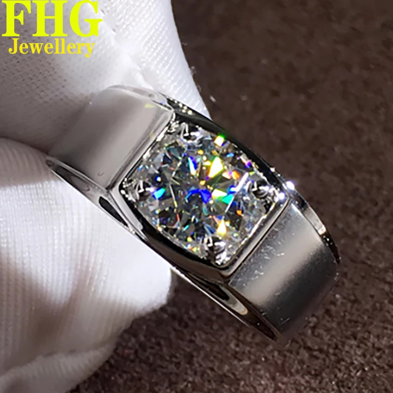 Solid 18K AU750 biele zlato prsteň DVVS1 MOISSANITE Diamonds 3Carat ROUND Svadobná večera, zásnubný výročie prsteňa