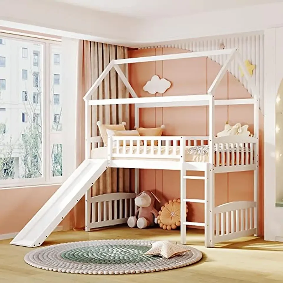Solid Pine Drevené podkrovie s posúvačom a zábradliam Kids dospievajúce dievčatá Dievča