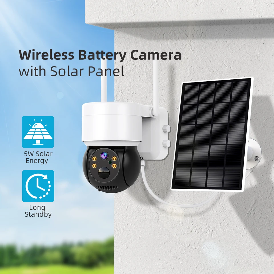 Solárna kamera WiFi Outdoor 4MP HD bezdrôtová bezpečnosť CCTV nepremokavé nočné videnie PIR Human Detect PTZ Camera so solárnym panelom