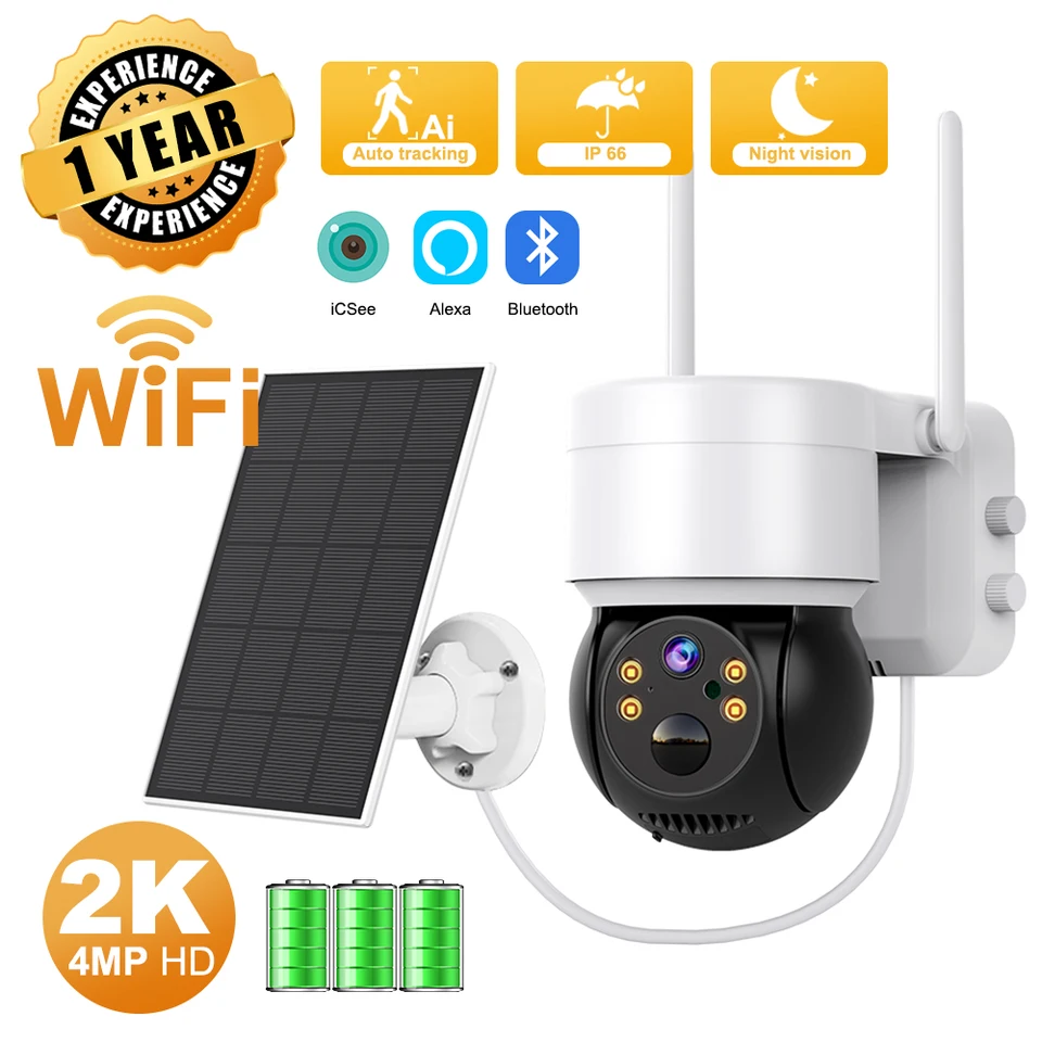 Solárna kamera WiFi Outdoor 4MP HD bezdrôtová bezpečnosť CCTV nepremokavé nočné videnie PIR Human Detect PTZ Camera so solárnym panelom