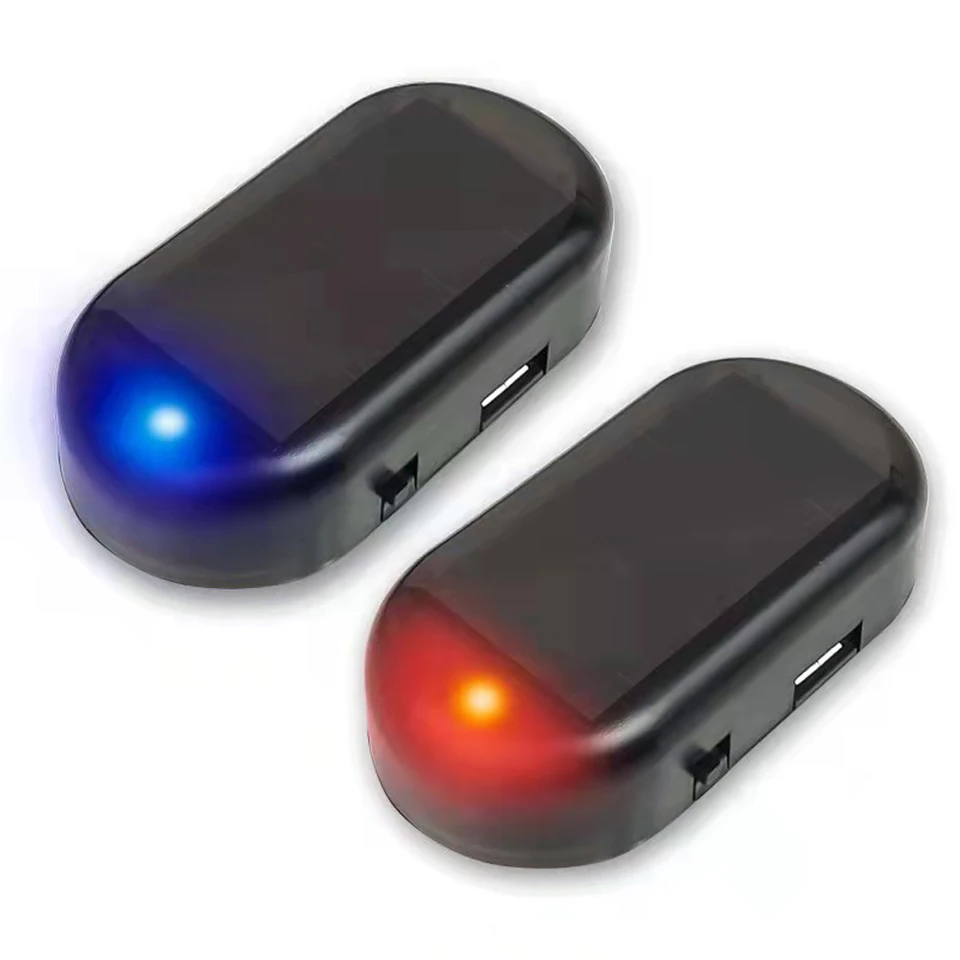 Solárne auto Falošné bezpečnostné svetlo Super jasné blikajúce imitácia lampa bezdrôtového strobe signál Alarm proti krádeži varovania