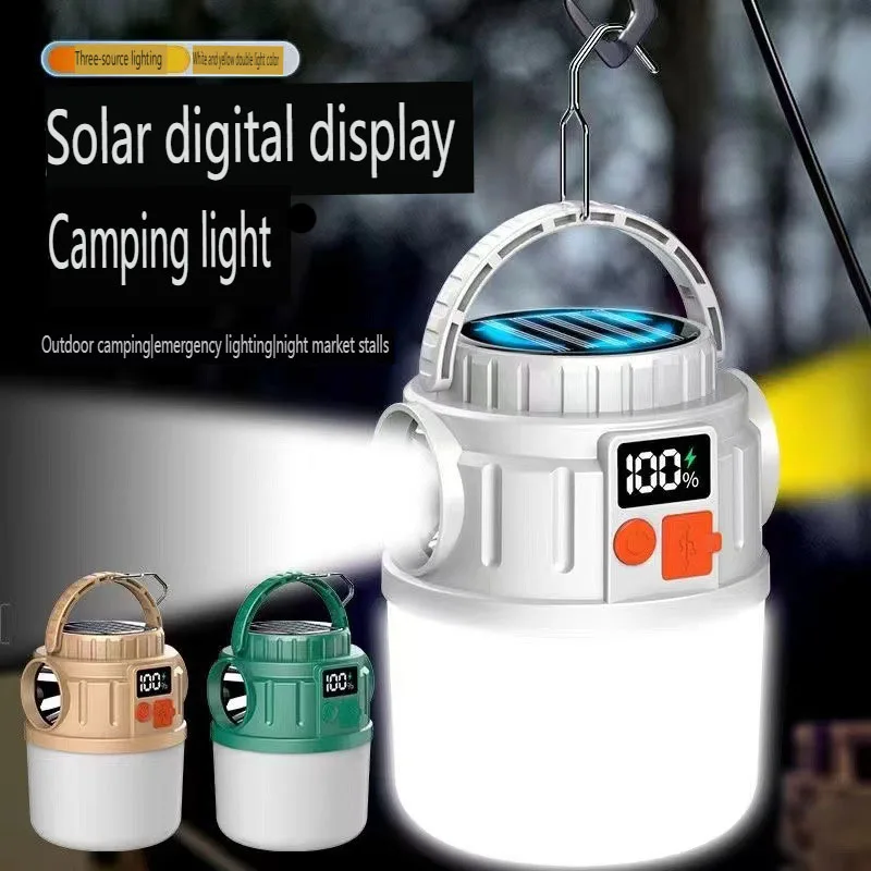 Solárne kempingové svetlo USB Nabíjateľné vonkajšie stanu baterka Solárne nabíjanie núdzové hurikánové táborové lampa vodotesná energia