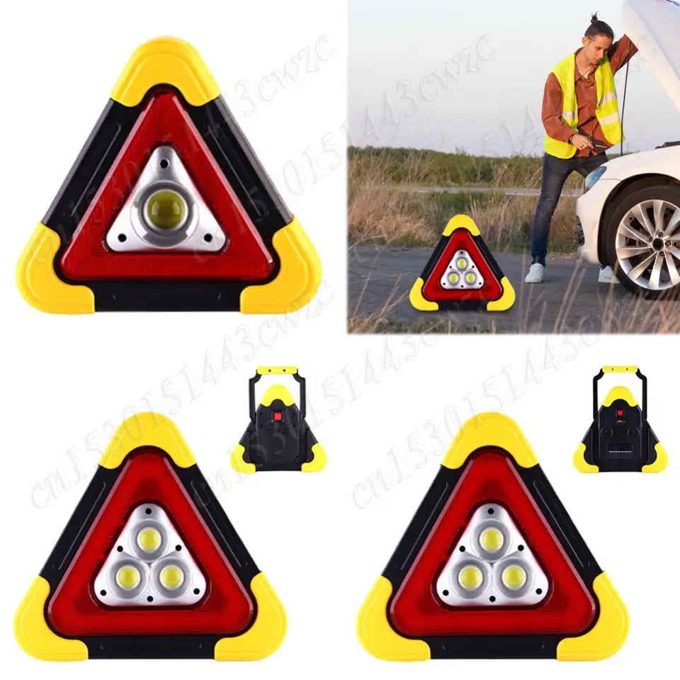 Solárne LED Núdzové svetlo Super jasné výstražné riziko Trilight Bezpečnosť núdzového rozpadu alarmová lampa pre vonkajšie kempingy
