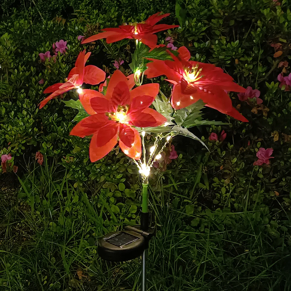 Solárne LED svetlá vianočné kvetina LAMP LAMP OUTDOROUS na dvor