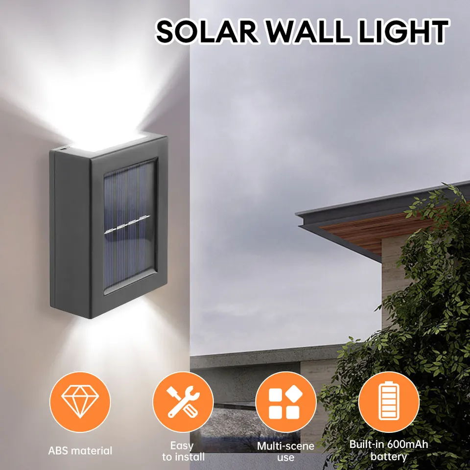 Solárne LED vonkajšie svetlo hore a dole nástenné svetlá vodotesné záhradné dekorácie lampa pre balkón Courtyard Street Wall Light Light