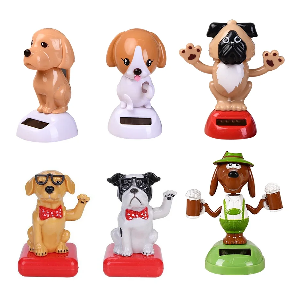 Solárne roztomilé auto Puppy Ornament Swing Animal Automatické doplnky Dancing trasenie hlavy Dashboard Decoration Decorácie Novice roubíky hračky