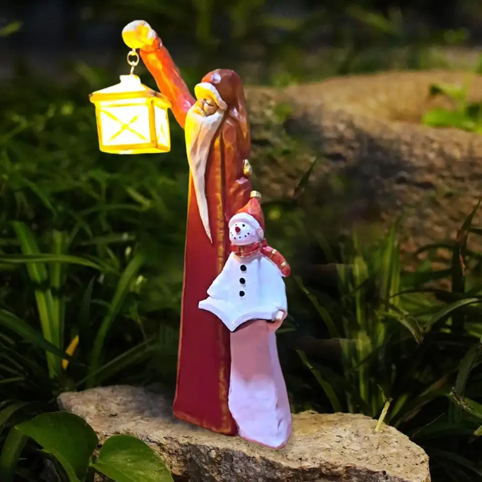 Solárne vianočné dekorácie Festive Vianoce Santa Claus Snowman figúrky so solárnymi lampášmi pre vnútornú vonkajšiu záhradu