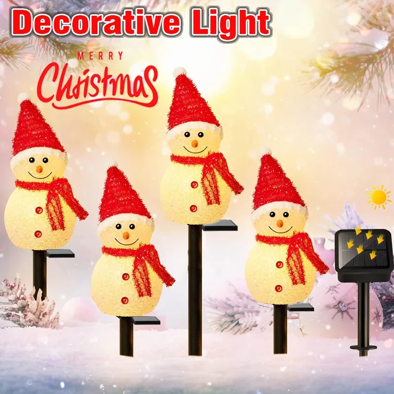 Solárne vianočné snehuliak Snowman Plug-in Lights Solárny poplatok