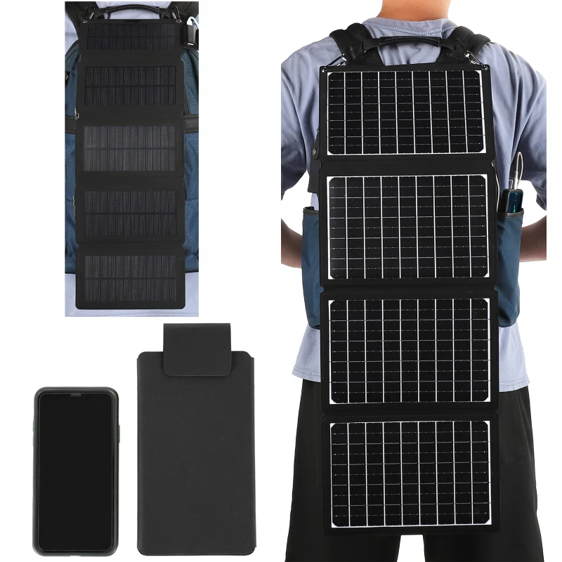 Solárny nabíjací panel Multifunkčný prenosný skladací výstupný nástroj USB Vysoký výkon Vysoký výkon pre mobilný telefón Powerbank