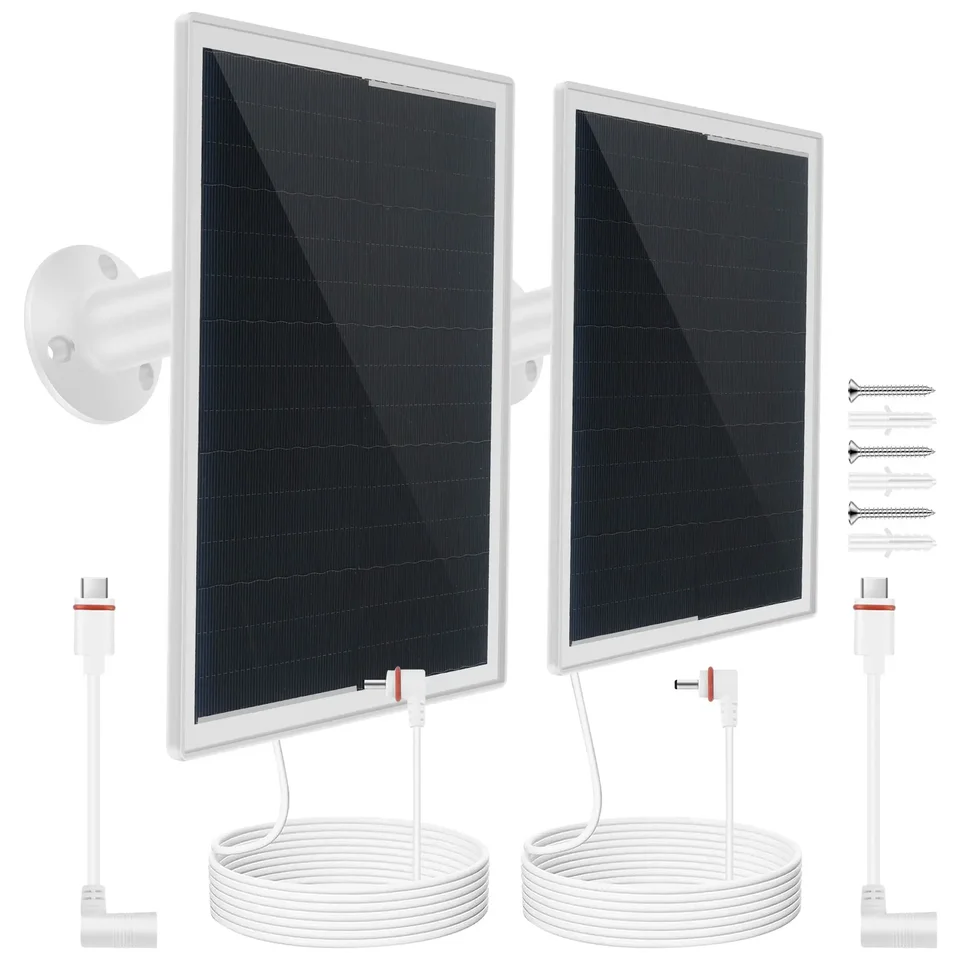 Solárny panel 2pcs na stenu so solárnym panelom s 3M nabíjacím drôtom 5V 6W kompatibilný s kruhovou paličkou Cam batériu Camp Plus/Pro Batéria