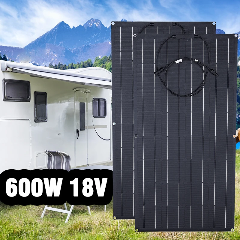 Solárny panel 300W 12V Súprava Kompletná flexibilná prenosná prenosná loď Camper Battery nabíjačka Monokryštalický vodotesný panel pre domáce RV