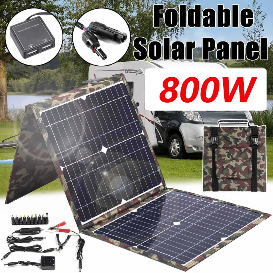 Solárny panel Kompletný kemping 800 W skladacia solárna energia prenosná generátor nabíjačka 18V pre Car Caravan Camp