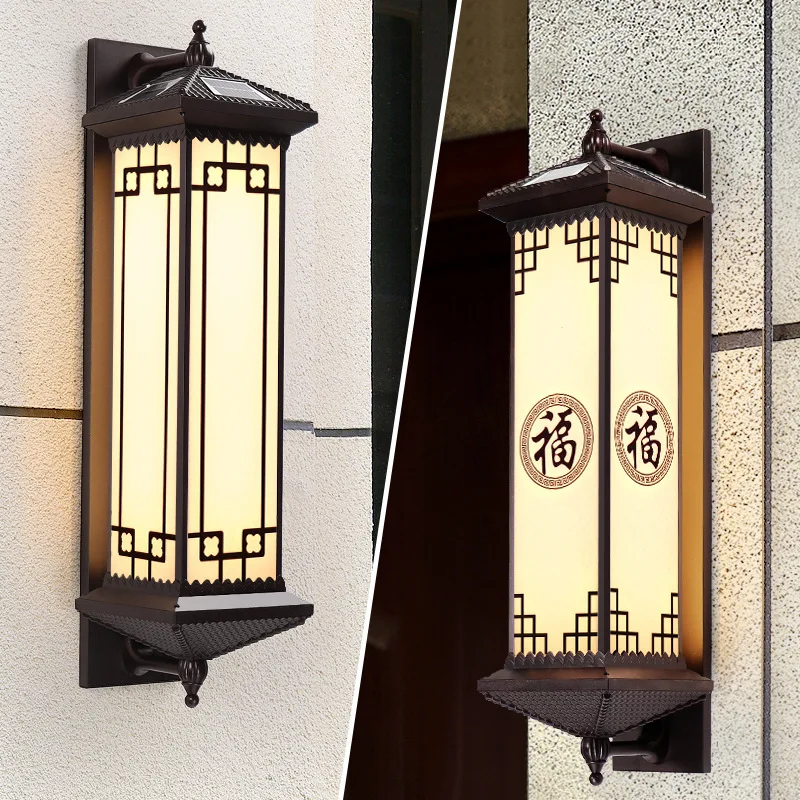 Solárny vonkajší balkón Courtyard Gate Sillar Light Garden Wall Light Nové čínske Villa uličky Terrace Light