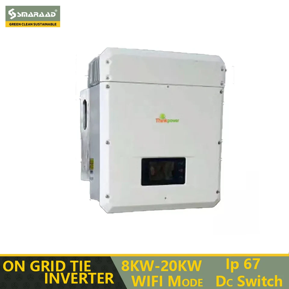Solárny výkon na mriežke 8000W 10000W 8kW 10 kW 15 kW 20 kW Vstup MPPT Waterprooft IP65 Mriežková kravata Solárna energia s meničom WiFi DC Switch