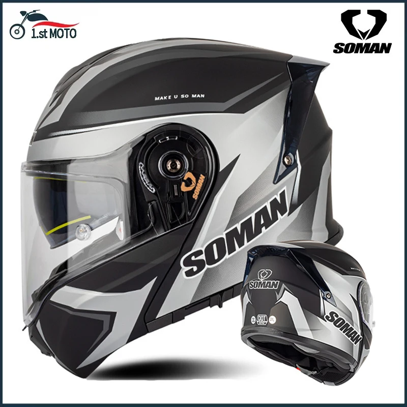Soman Moderning Motocykel prilba Flip Up Up Capacete Dot Certification Anti-Glare Women Suncreen Spider Spider Casco Men Mech Moto pre BMW