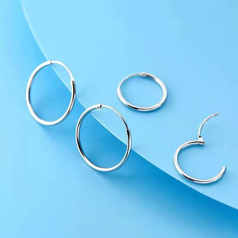 Somilia 18k Zlaté náušnice obručov pre ženy a muž, 925 Sterling Silver Jewelry 1,2 mm módne dámske ušné krúžky 10-20 mm