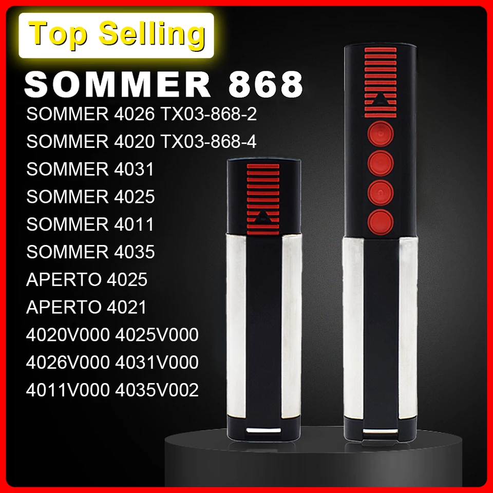 Sommer 4020 4026 TX03 868-4 Garážové dvere diaľkové ovládanie 868MHz Rolling Code 4 Tlačidlá ručného vysielača najvyššia kvalita Nový