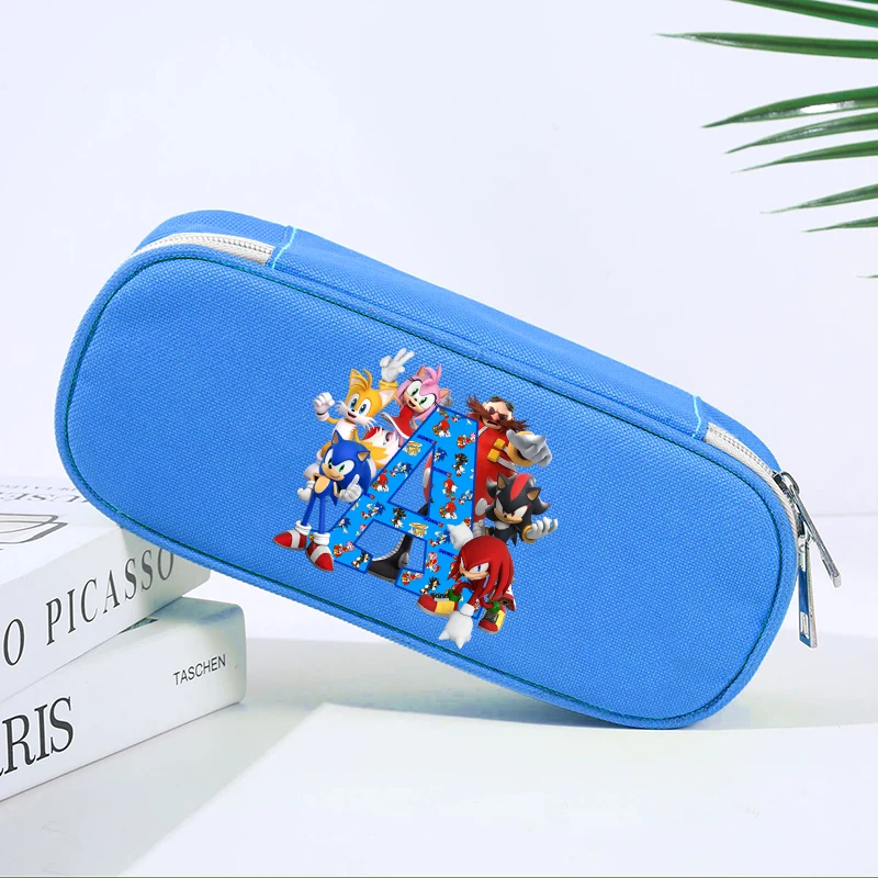 Sonics Kids Anime Cute Peruzka taška pre deti Karikatúra tlačené pero puzdro Študent módne kancelárske potreby veľkú kapacitu Puzky ceruzky